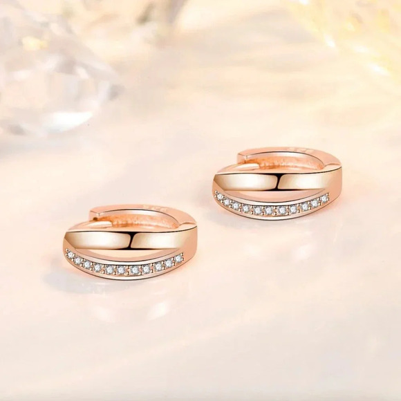 925 Sterling Silver Double Layer Minimalist Dainty Huggie Hoop Earrings - Picture 3 of 6